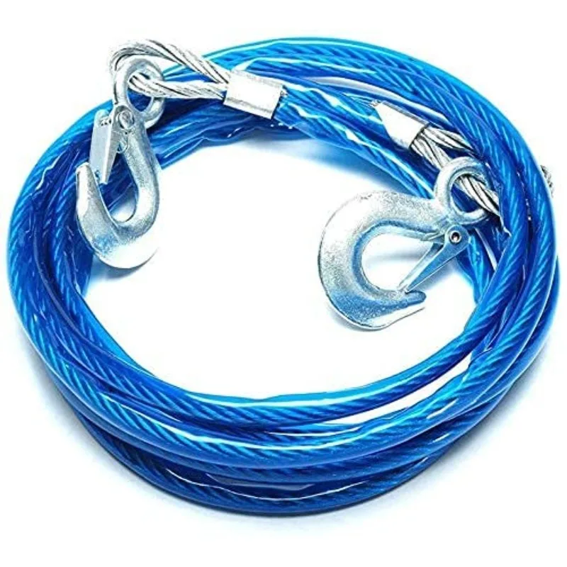 Rescue Rope Throw - 車牽引ロープ 3-7トン スチールワイヤーロープ トレーラー牽引ロープ フック付き トレーラーロープ