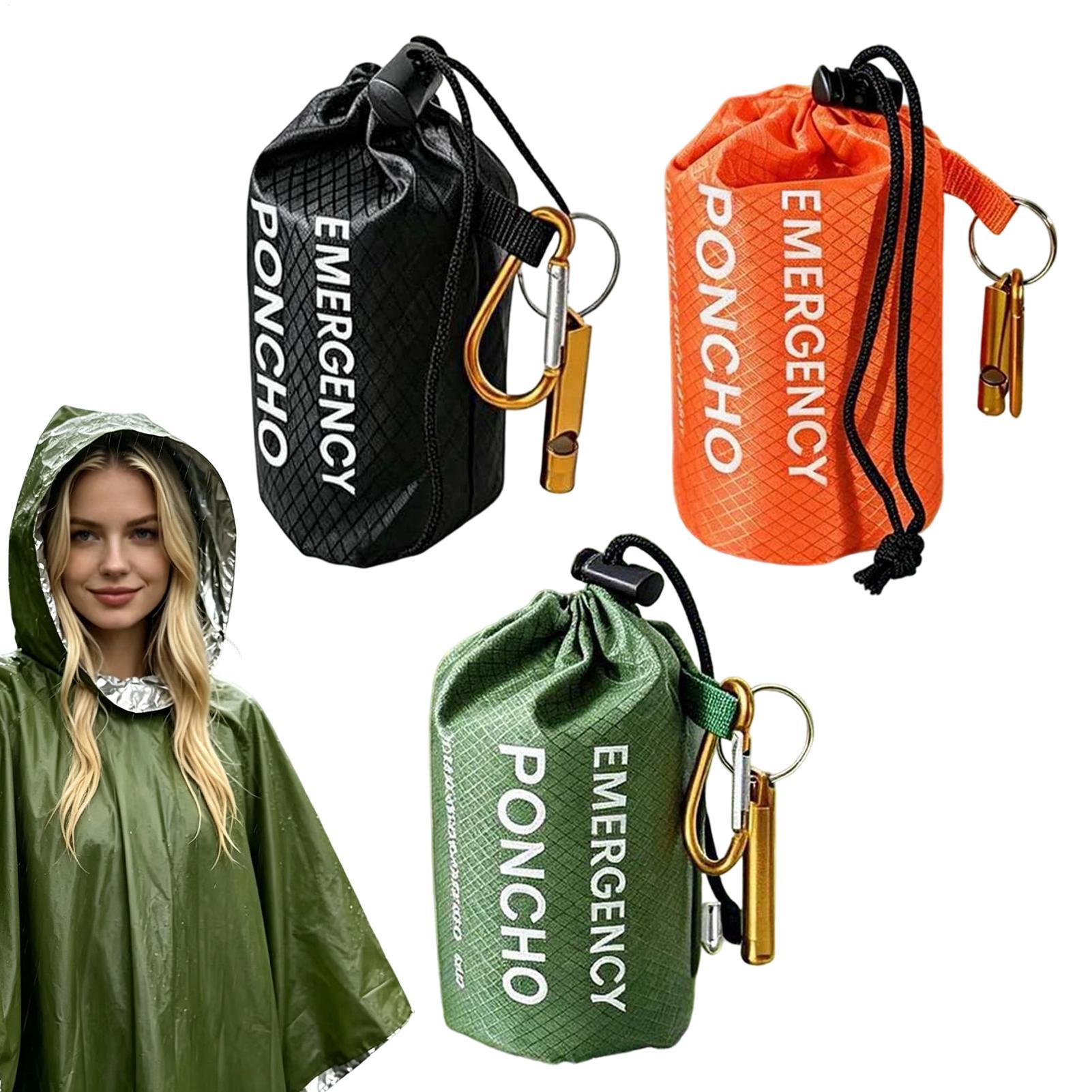 3枚セットのサバイバル用緊急用レインポンチョ、保温性のある断 - Emergency Poncho Rain のレビューと価格