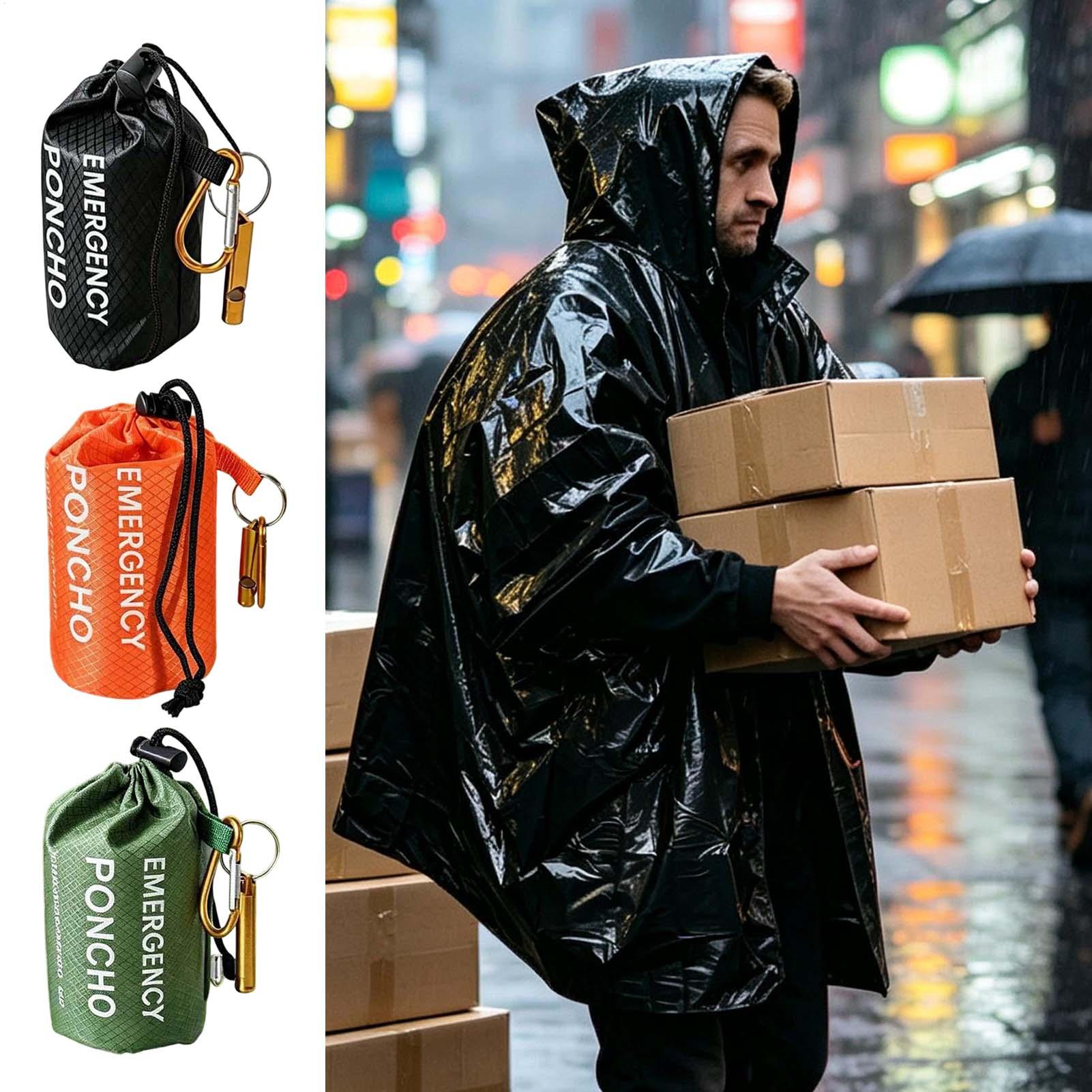 3枚セットのサバイバル用緊急用レインポンチョ、保温性のある断 - Emergency Poncho Rain のレビューと価格